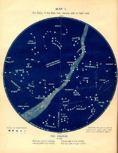 Map I from Astronomy for Observation by Eliza A. Bowen. 1888
