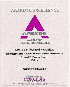 REFLECTOR Earns APEX-99 Award for Publication Excellence
