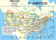Venus Transit Map by Daniel Fallas - June 8, 2004